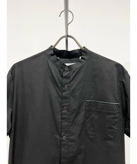 Men'sコットンシャツ(ブラック)/HannohWessel/Mサイズ