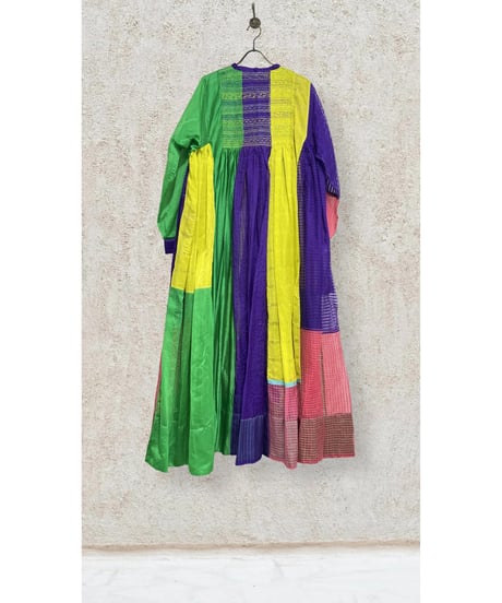 injiri/コットン&シルク・マルチパネルドレス/マルチカラー