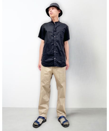 Men'sコットンシャツ(ブラック)/HannohWessel/Mサイズ