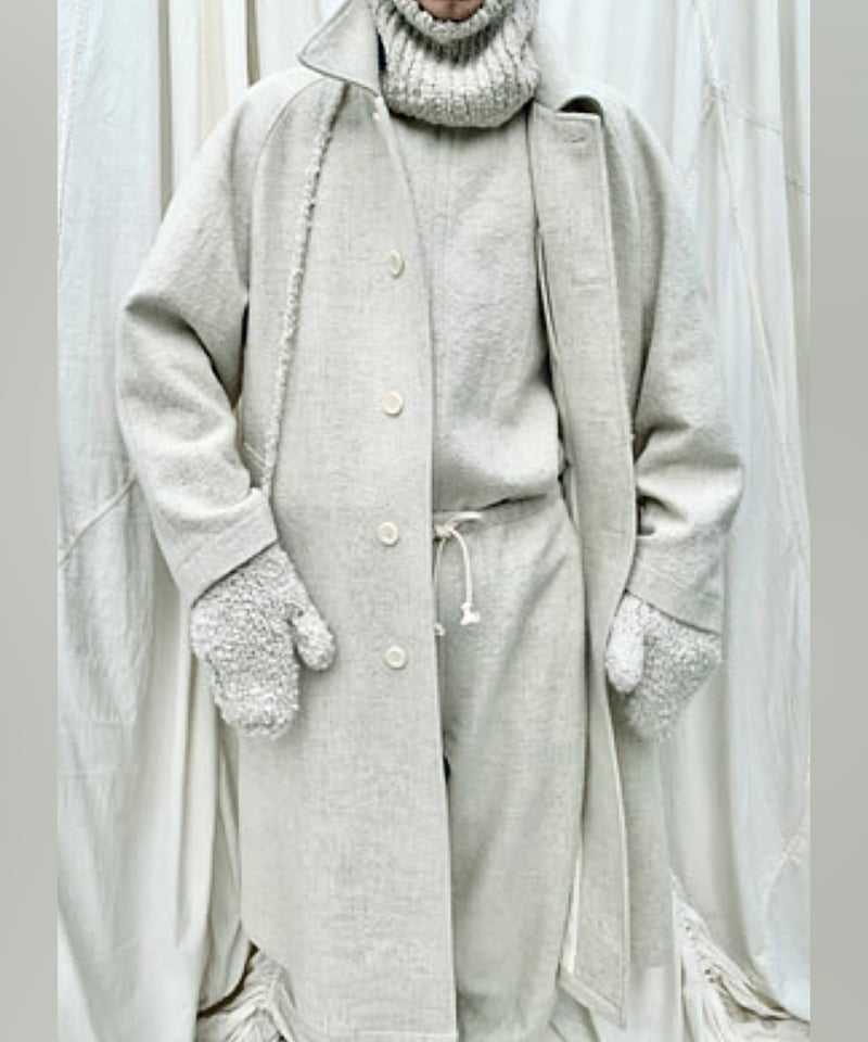 残り僅か】VONSONO/ｵｰｶﾞﾆｯｸｳｰﾙ100%・UNISEXステンカラーコート/Na