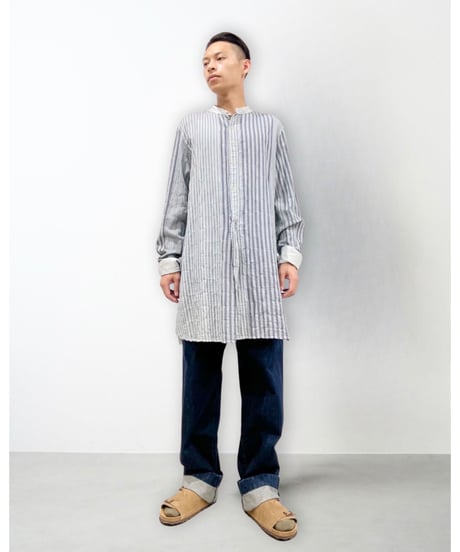 Men'sコットンストライプシャツ/HannohWessel/Mサイズ