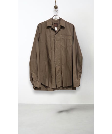 【残り僅か】Men'sオープンカラーコットンシャツ/HannohWessel/ダークブラウン