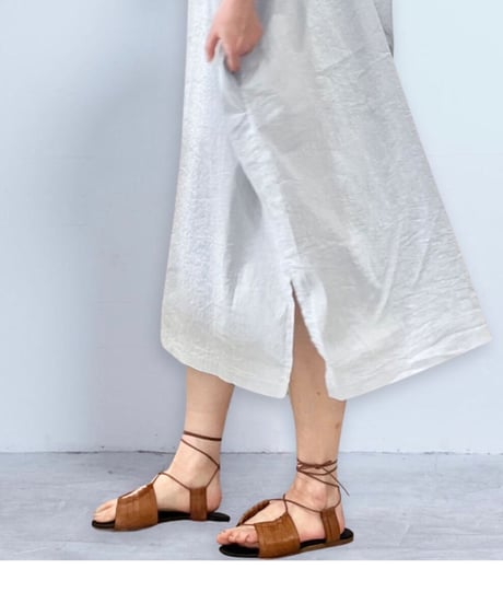 BIANCA/レースアップレザーサンダル/Brown