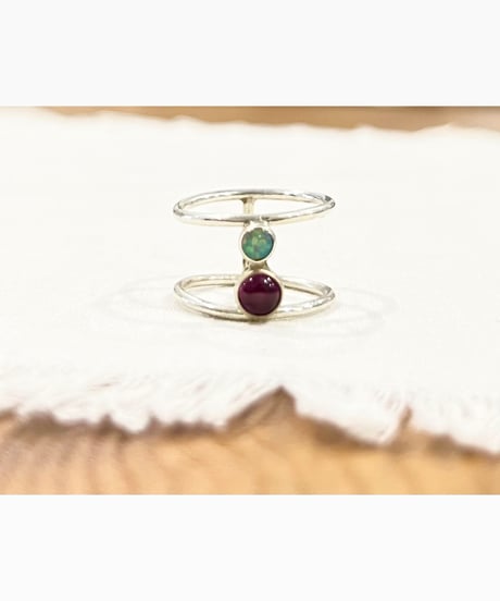 【残り僅か】nina des criquets/Ruby and Opal Double ring/4sr-03
