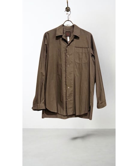 【残り僅か】Men'sオープンカラーコットンシャツ/HannohWessel/ダークブラウン