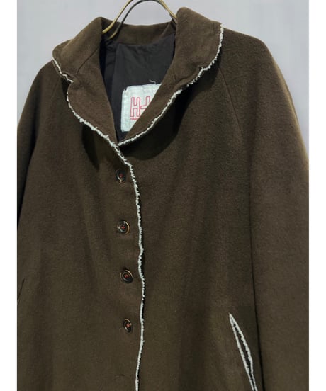 【残り僅か】Hannoh wessel/ウール&カシミヤミディアムコート/Dark brown