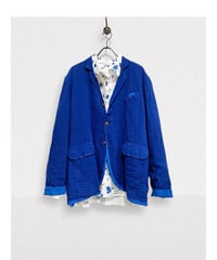 Men'sリネンジャケット/HannohWessel/ブルーネイビーストライプ