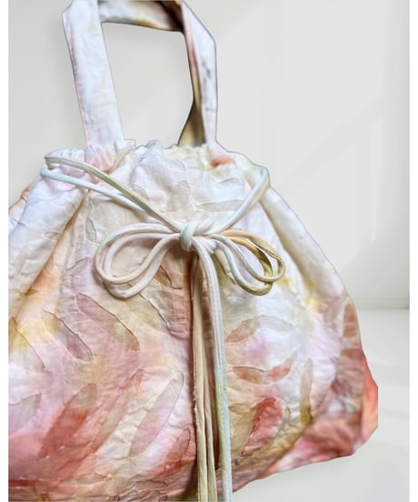 ETTA Original/リバースアップリケ④/巾着バッグ・オレンジ系