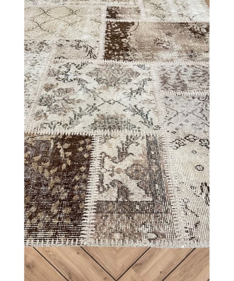Turkish carpet Large /Beige patchwork/vintage and antique