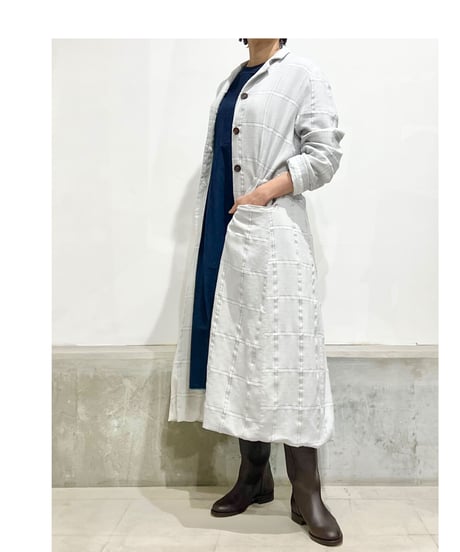 HannohWessel /Lady'sブルーグレーチェックコート