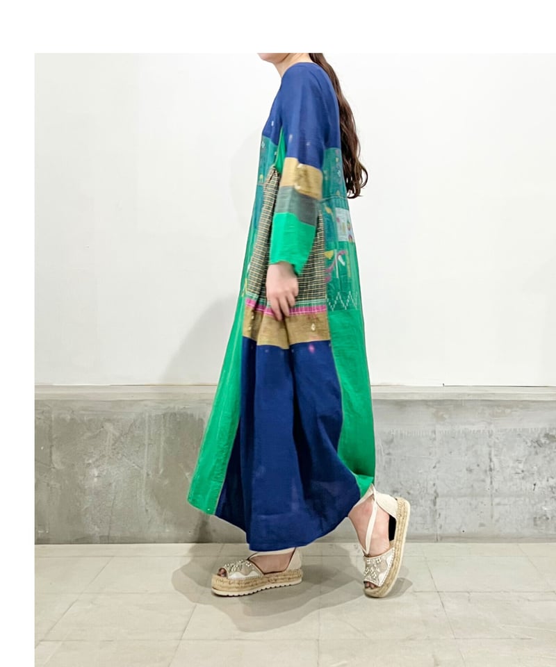 お値下げ　INJIRI コットンワンピース injiri/コットンドレス/マルチブルー | ETTA