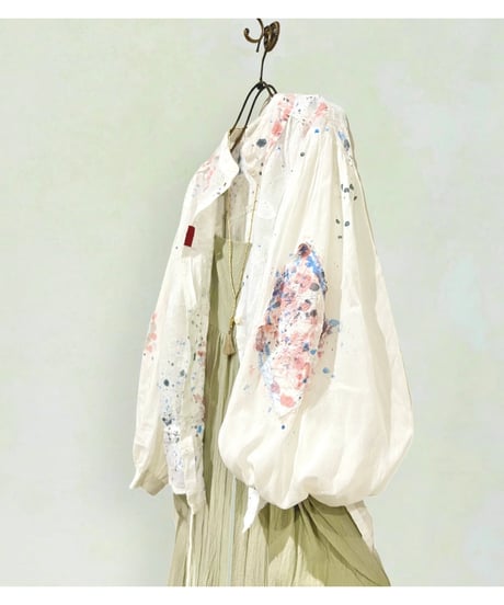 ETTA Original・ハンドペイント/刺繍シャーリングシャツジャケット/ピンク系