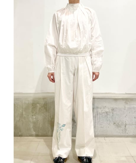Maria overlap pants/Iris Paint/Ecru