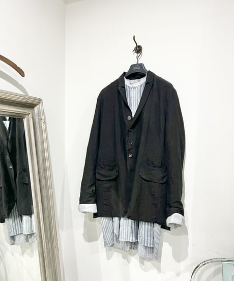 Men'sリネンジャケット/HannohWessel/Black