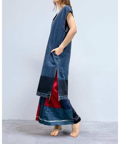 injiriシルク100％/Slip Dress/タイダイ染め