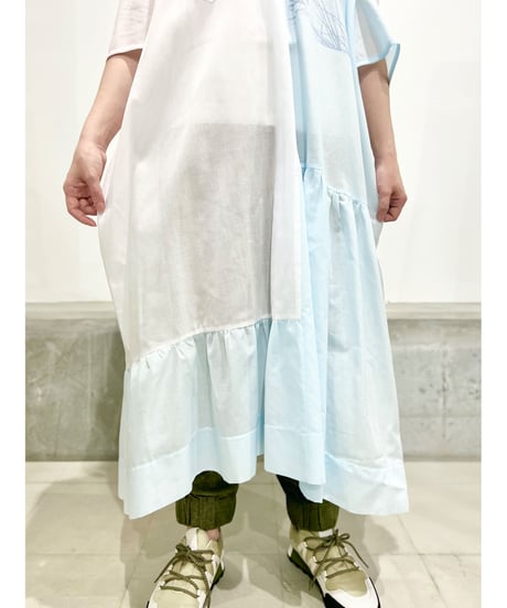 D-due/バイカラーワンピース/ブルー&ホワイト