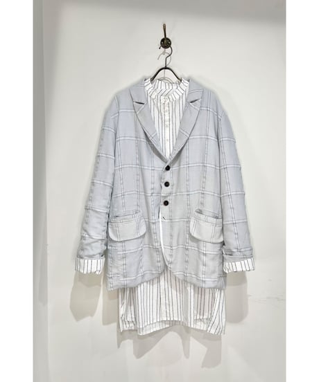 Men'sピンストライプシャツ/HannohWessel/ネイビー