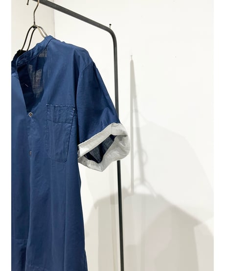 Men'sコットンシャツ(ネイビー)/HannohWessel/Mサイズ