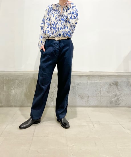 Hannoh wessel/コットン＆リネンパンツ/ネイビー