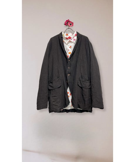 Men'sリネンジャケット/HannohWessel/Black