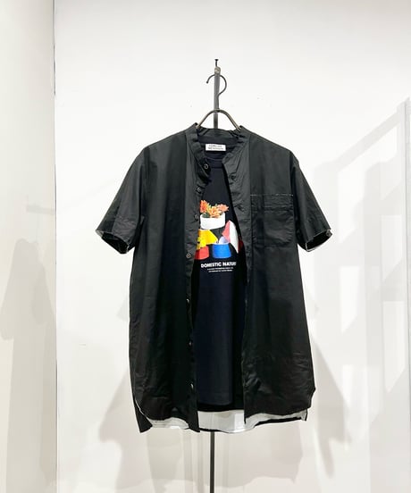 Men'sコットンシャツ(ブラック)/HannohWessel/Mサイズ