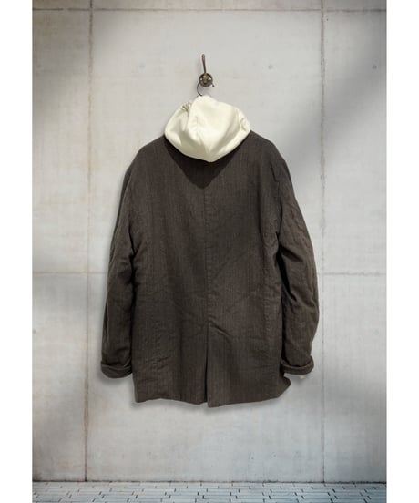 Men'sウールリネンジャケット/HannohWessel/Brown stripes