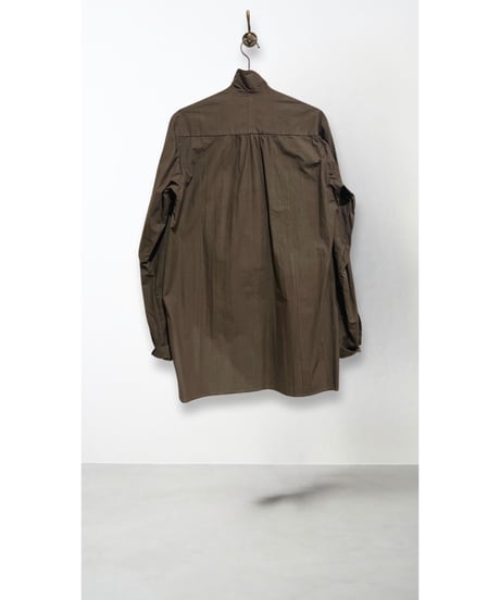 【残り僅か】Men'sオープンカラーコットンシャツ/HannohWessel/ダークブラウン