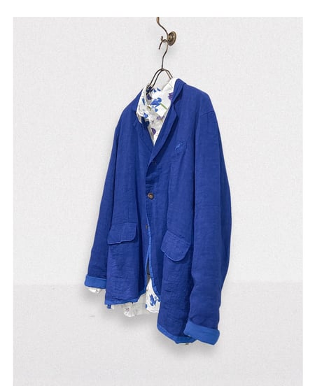 Men'sフラワープリントシャツ/HannohWessel/ネイビー