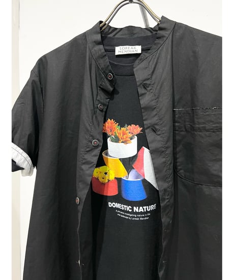 Men'sコットンシャツ(ブラック)/HannohWessel/Mサイズ