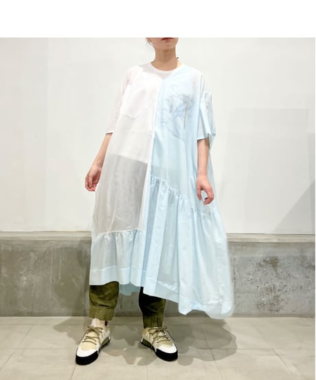 D-due/バイカラーワンピース/ブルー&ホワイト