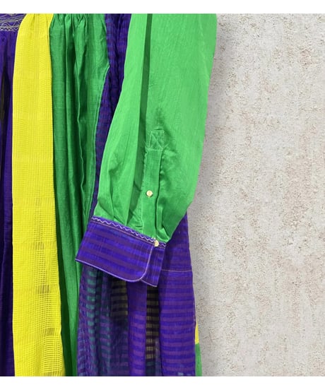 injiri/コットン&シルク・マルチパネルドレス/マルチカラー