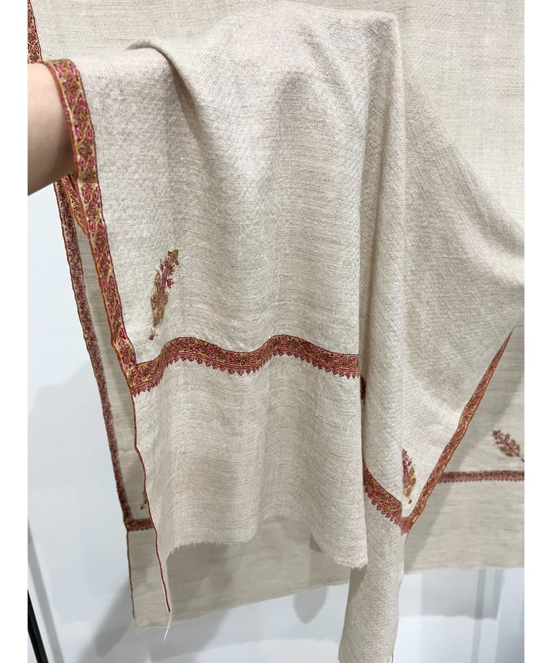 True Cashmere/Pureパシュミナ 100%/手織り Beige&orange | 