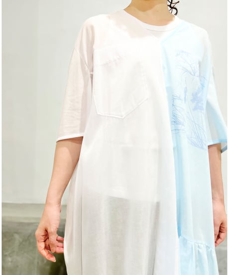 D-due/バイカラーワンピース/ブルー&ホワイト