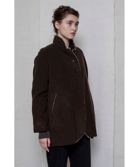 【残り僅か】Hannoh wessel/ウール&カシミヤミディアムコート/Dark brown
