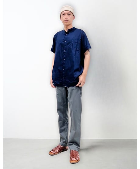 Men'sコットンシャツ(ネイビー)/HannohWessel/Mサイズ