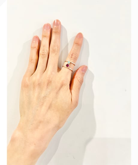 【残り僅か】nina des criquets/Ruby and Opal Double ring/4sr-03