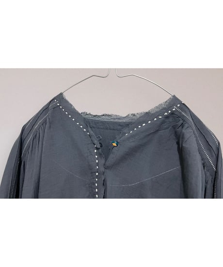 【残り僅か】ETTA Original/ハンドペイント/カディコットン100%ロングシャツ/チャコールグレー