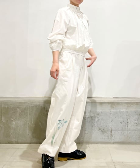 Maria overlap pants/Iris Paint/Ecru