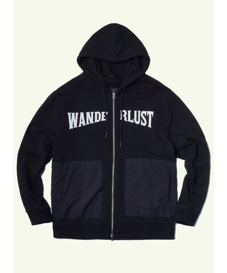 Tee Library/フードジップスエットジャケット/ブラック