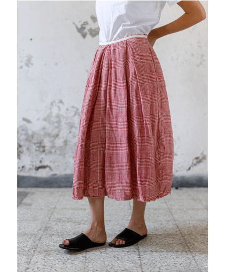 Lady'sリネンスカート(レッドチェック)/HannohWessel/36
