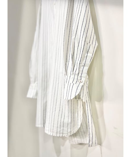 Men'sピンストライプシャツ/HannohWessel/ネイビー