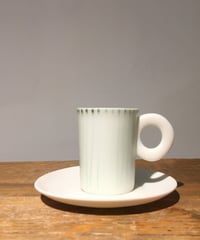 カップ＆ソーサー/ホワイト＆グリーン/リトアニア