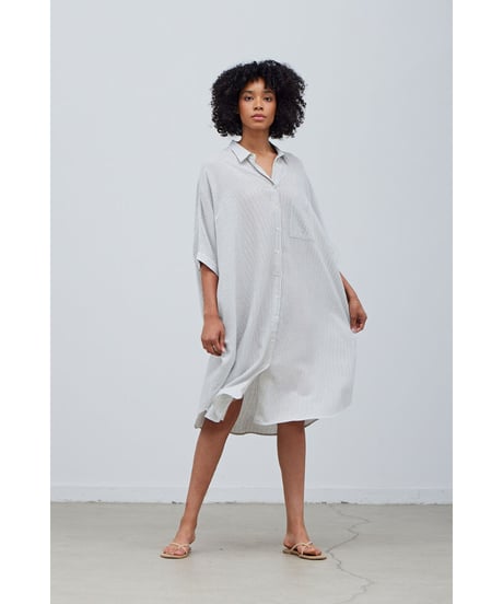 Boxy Stripe/Shirt Dress/Ocean