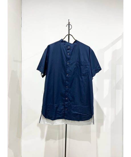 Men'sコットンシャツ(ネイビー)/HannohWessel/Mサイズ