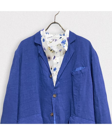 Men'sリネンジャケット/HannohWessel/ブルーネイビーストライプ