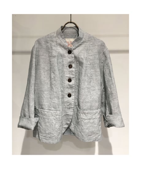 Lady'sリネン＆カットソージャケット(グレー)/HannohWessel/40