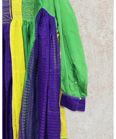 injiri/コットン&シルク・マルチパネルドレス/マルチカラー