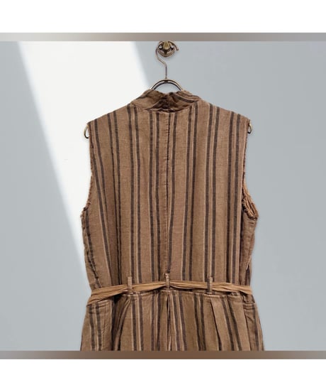 Hannoh wessel/コットンリネン&シルクドレス/ダークブラウン