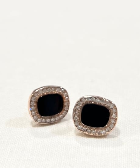 【残り僅か】nina des criquets/Black onyx and zirconia earrings/4sp-04