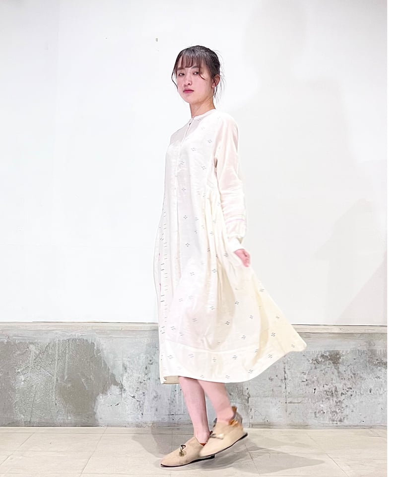 injiri ワンピース injiriコットン＆袖シルク/ドレス12/Blue | ETTA